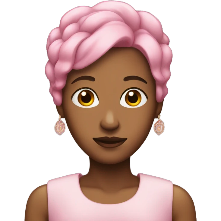 Brown queen with short pink straight hair emoji