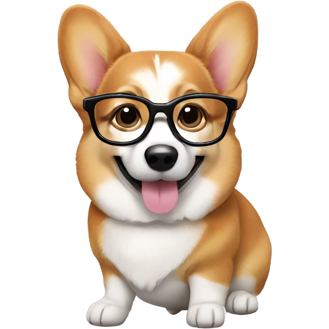 Smart corgi in glasses emoji
