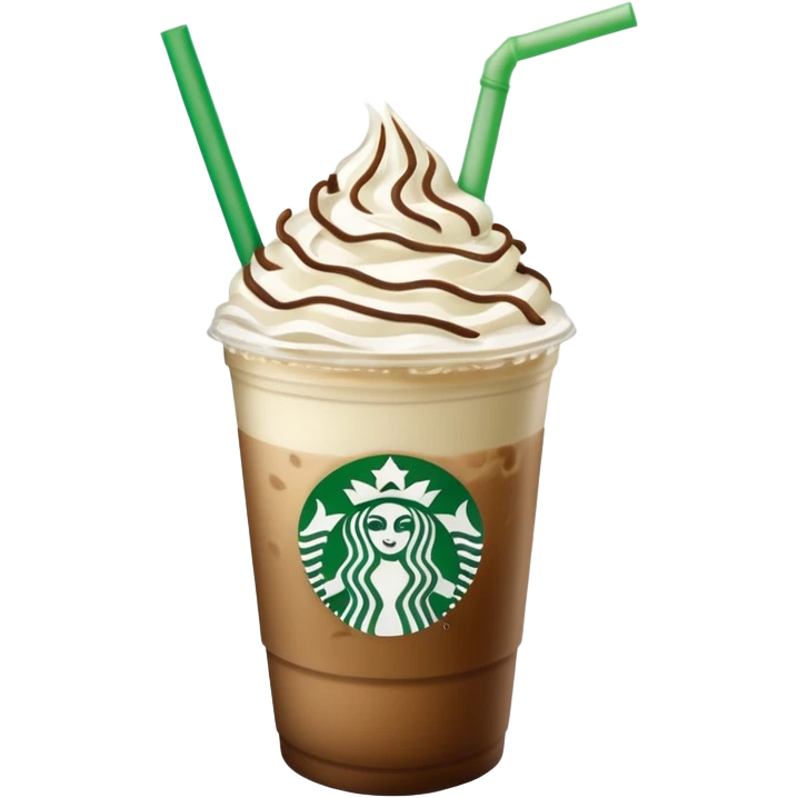 Starbucks iced white chocolate mocha coffee with whipped cream and green straw emoji