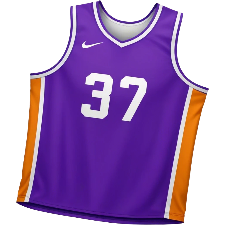 Cinematic Realistic image of a basketball jersey rendered in bold team colors with finely textured fabric and realistic creases, set against an energetic court backdrop with bright, dynamic lighting emoji