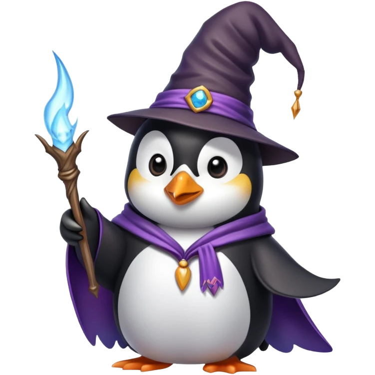 penguin wizard casting a spell emoji