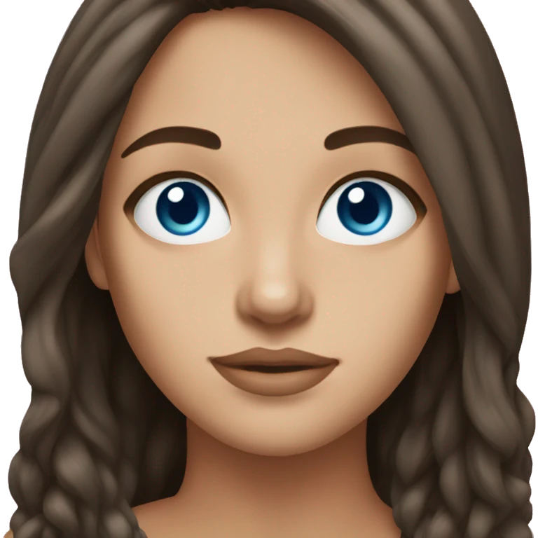 Brunette hair down blue eyes emoji