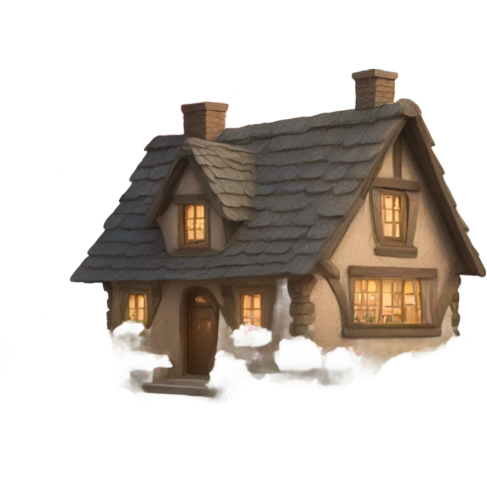 cottage with pink flowers emoji