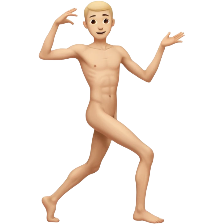 Skinny naked guy dancing happy emoji
