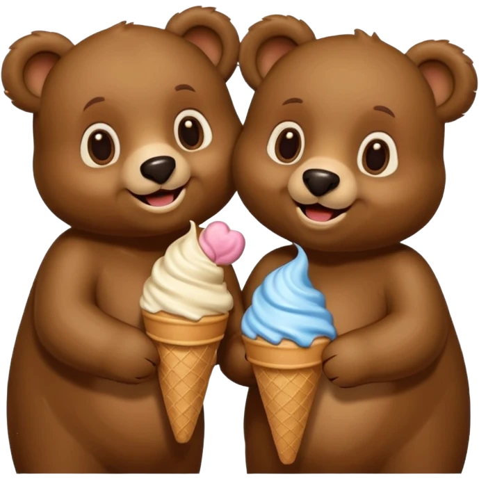 two bears sharing ice cream emoji