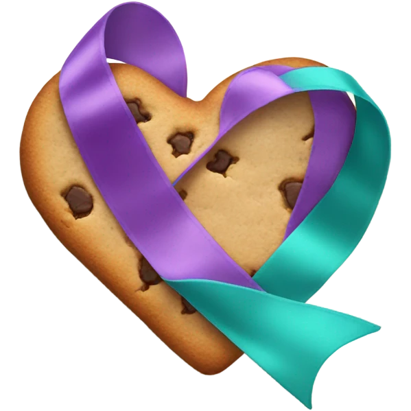 Cookie heart with teal purple support ribbon emoji