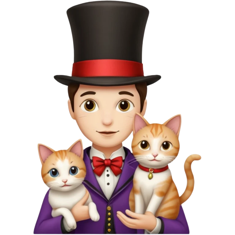 magician couple and their pet cat emoji