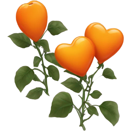 two orange hearts and orange roses emoji