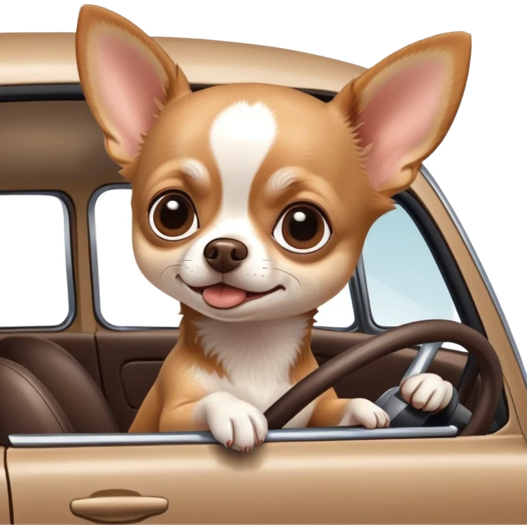 Chihuahua driving a car emoji