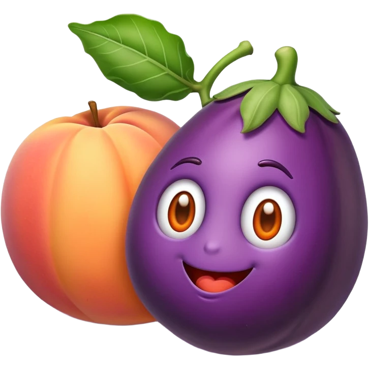 eggplant partially inside a peach, fun and cheeky emoji