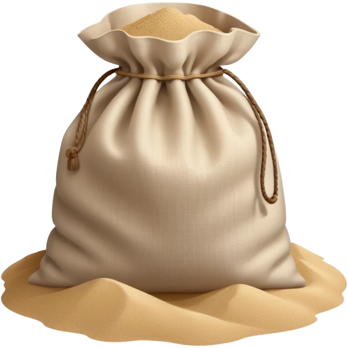 Linen Opened bag full of sand emoji