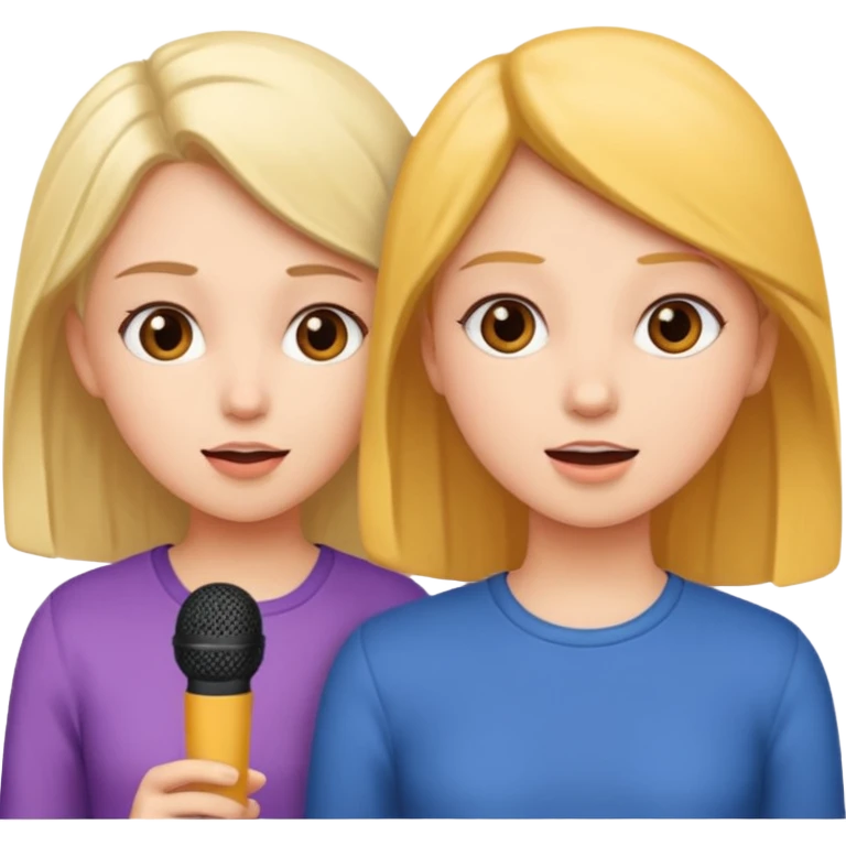 two girls practice speaking emoji