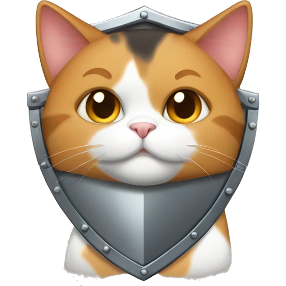 Fat calico cat with a shield  emoji