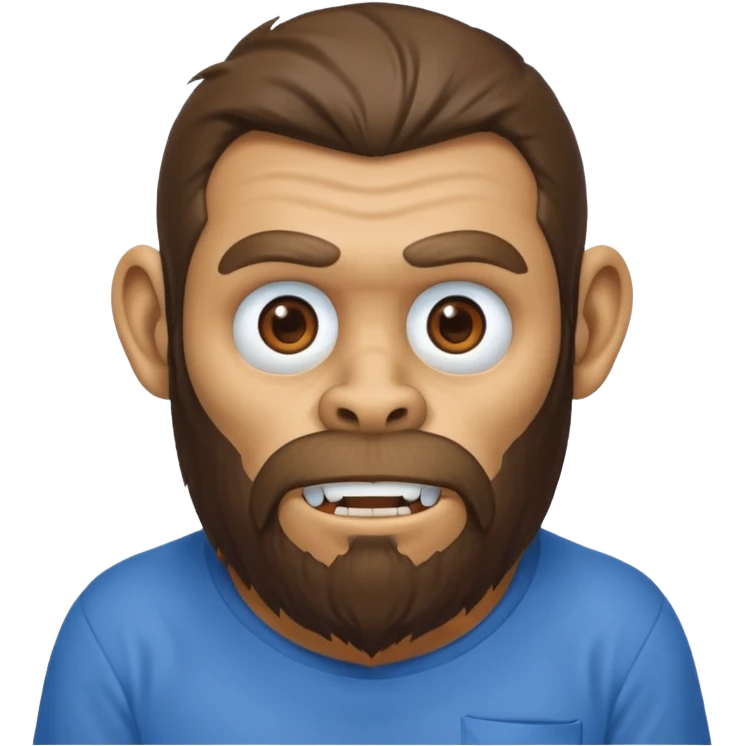 ancient ape, beard, blue shirt emoji