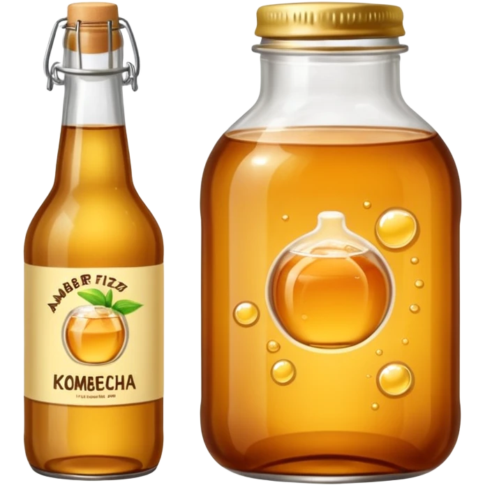 amber fizzy kombucha in glass bottle emoji