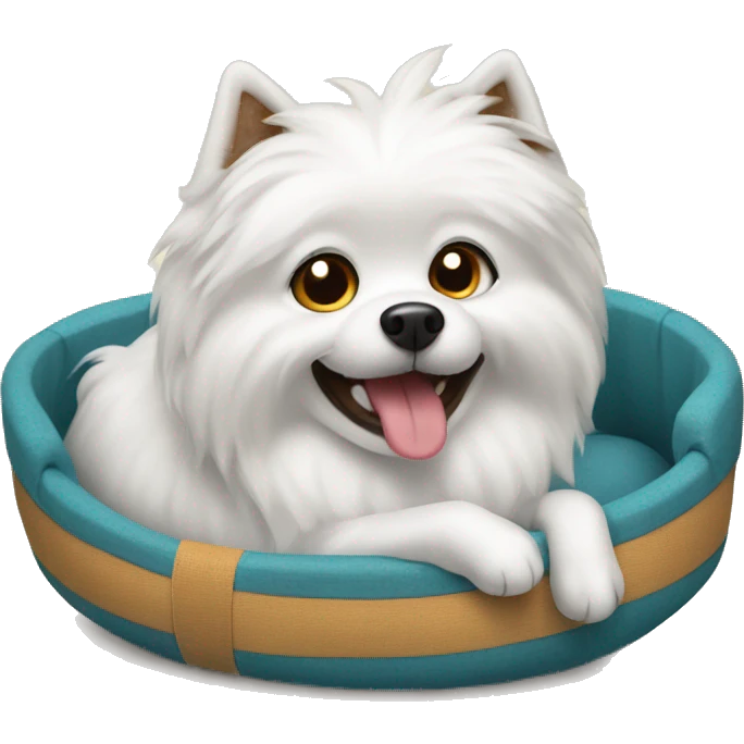 Spitz dog in a dog bed  emoji