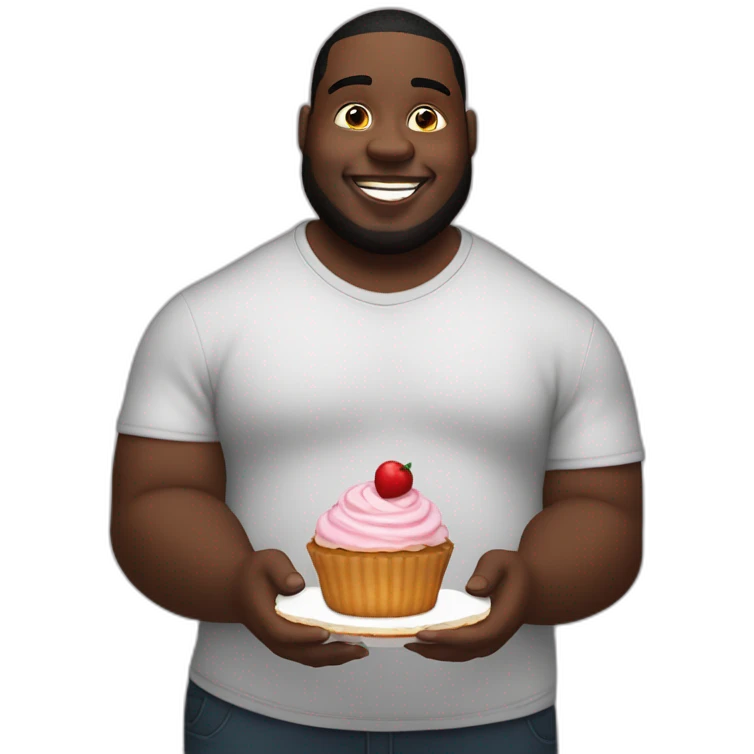 Big and Fat Black Man holding a cupcake. His name is EDP445. emoji