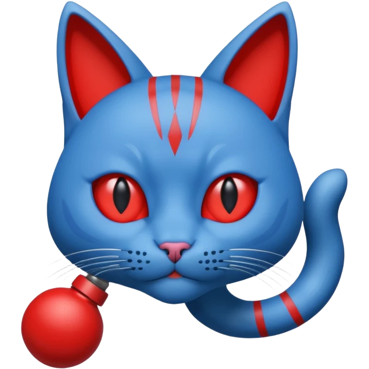 Cat with no ears head blue body blue with gadget red tail creator in fujiko pro emoji
