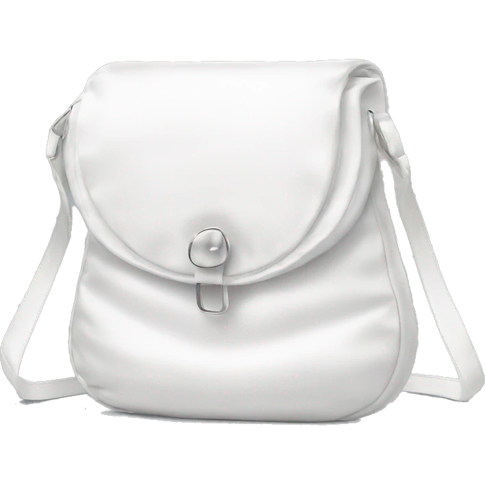 all white silky shoulder bag, with white strap emoji