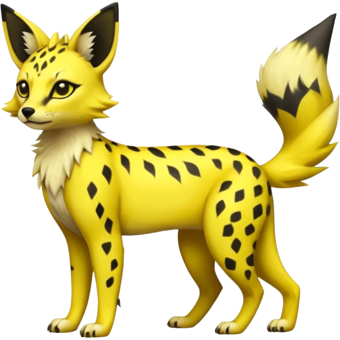 Neon yellow Jolteon-Umbreon-Genet-Civet-Bastet-Cheetah-Hybrid (Full body) with black markings emoji
