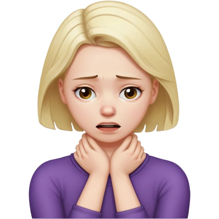 white girl with arms on her neck fake chokinh herself  because she is stressed  emoji
