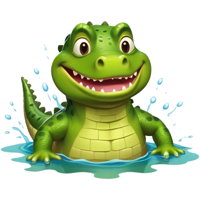 A green Shrek-crocodile hybrid swimming breaststroke in a puddle emoji