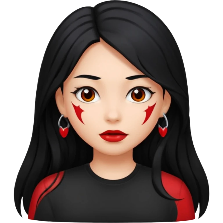 long hair devil gir red facel with shirt emoji