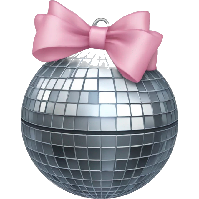 Disco ball with light pink bow emoji