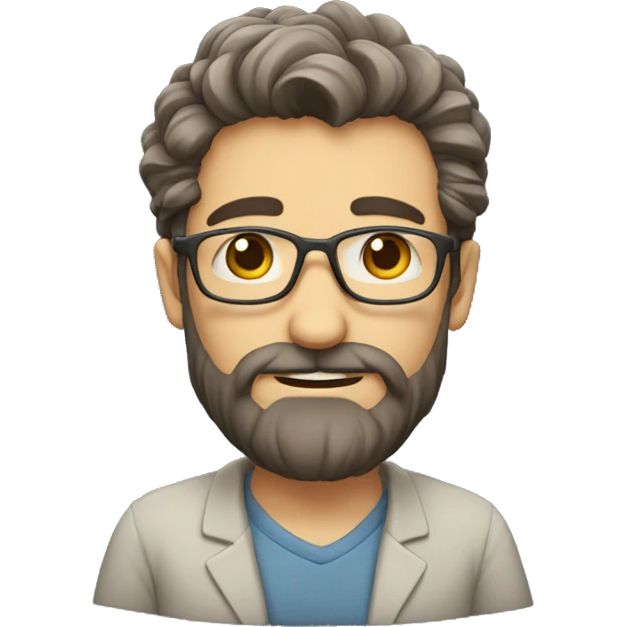 Profesor con pelo moreno, barba  emoji