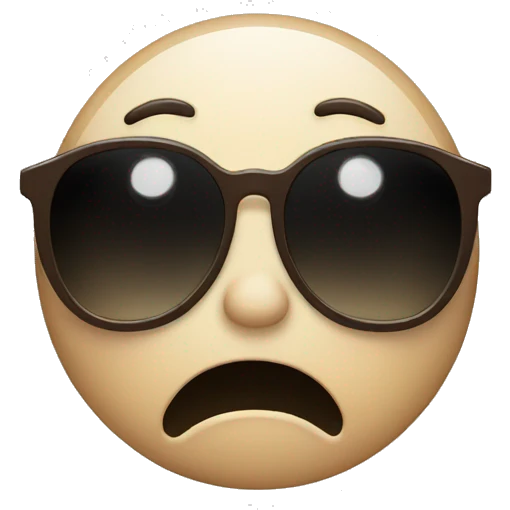 a crying flushed emoji with sunglasses emoji