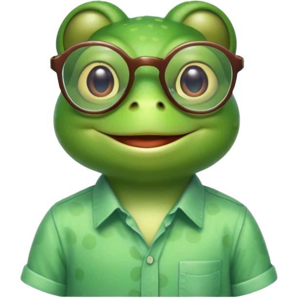 glasses frog with shirt emoji