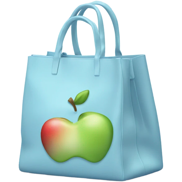 Pastel blue bag with Apple logo  emoji