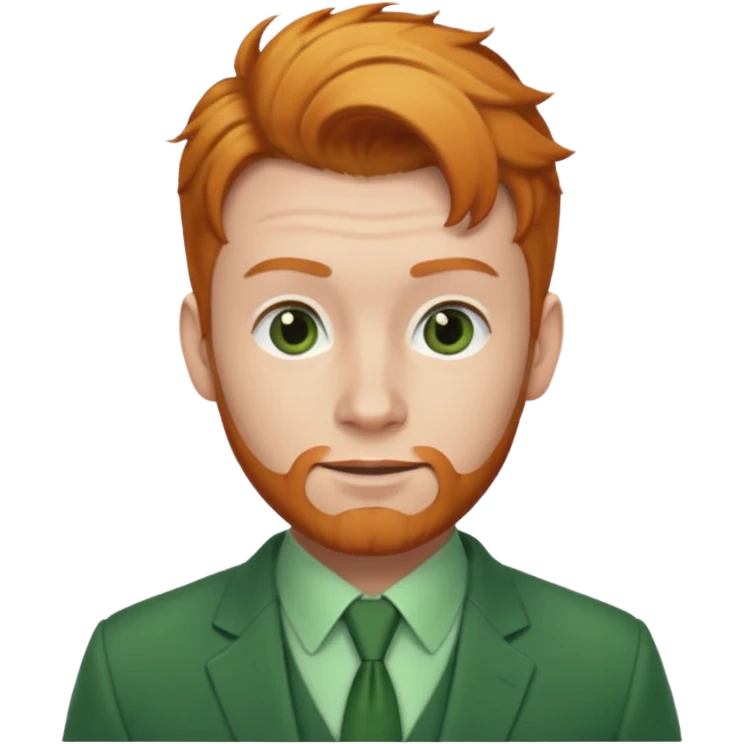 ginger man with bun hair with green suit  emoji