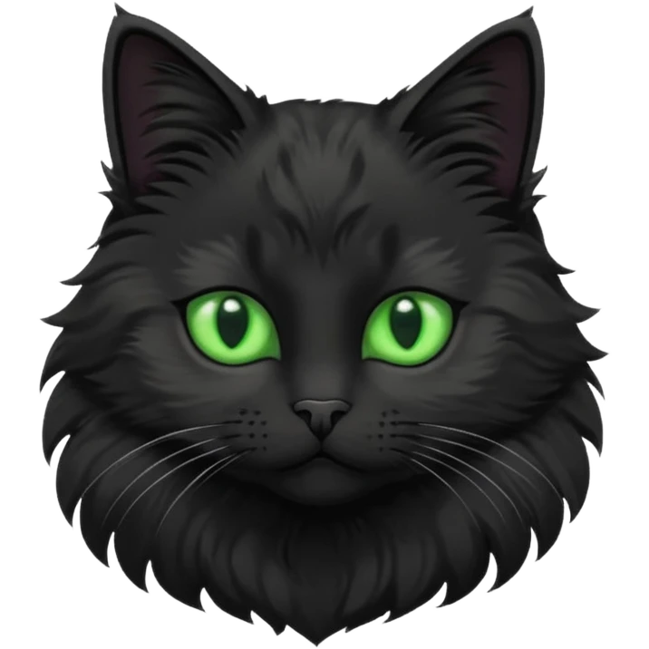 A beautiful cat black with Green eyes with body emoji