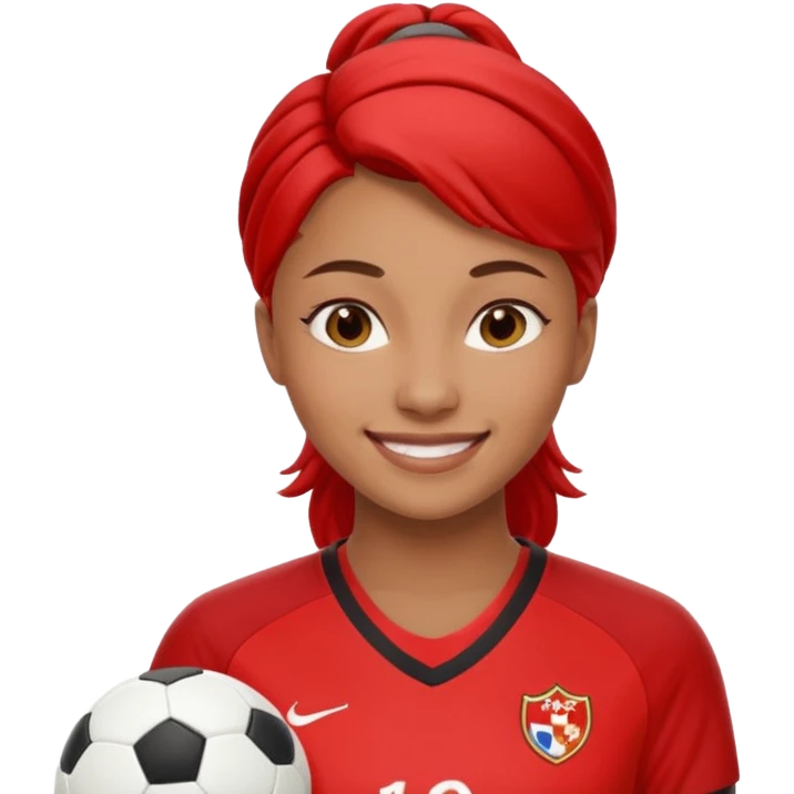 woman soccer player with red jersey emoji