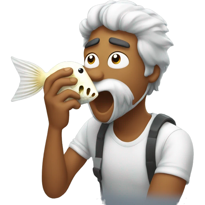 man blowing a puffle fish emoji