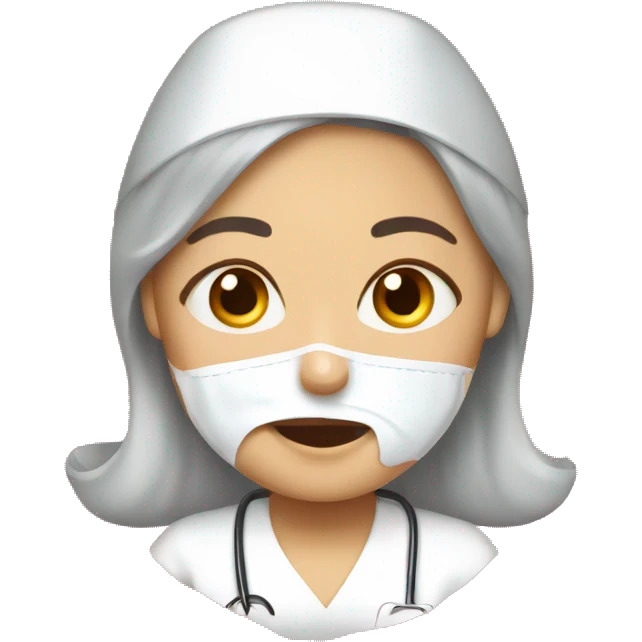 Nurse with white yogurt on her face emoji