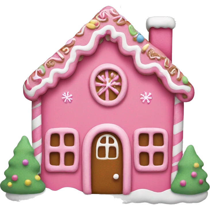 A pink gingerbread house emoji