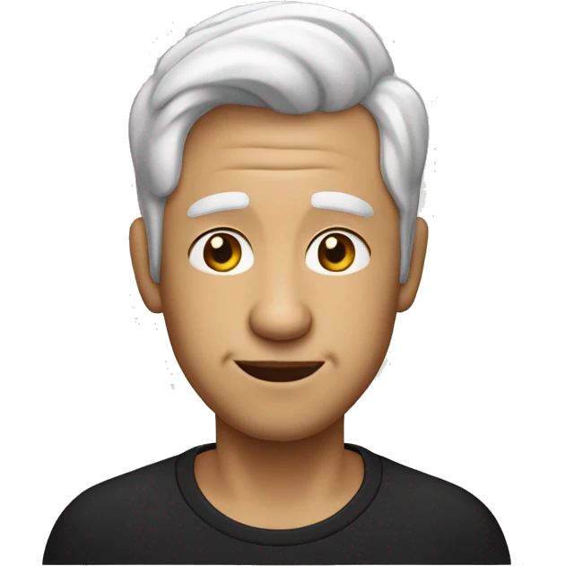 Man with big nose and big forehad in black rshirt with little amount of fadet white hair emoji