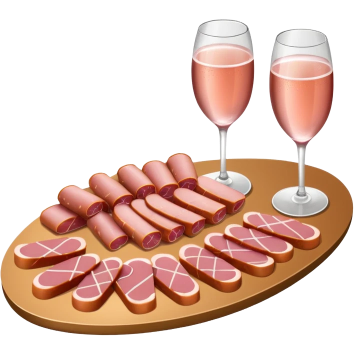 pink champagne glasses and spam charcuterie platter  emoji