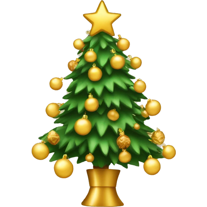 Decorated Christmas tree with golden lights emoji