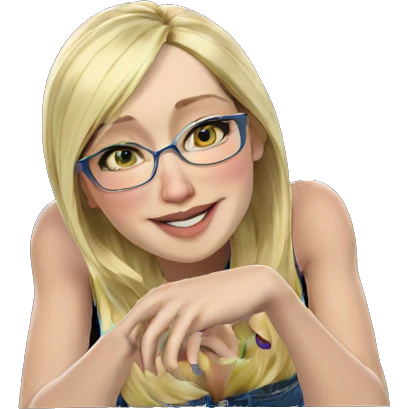 blonde girl with glasses smiling emoji