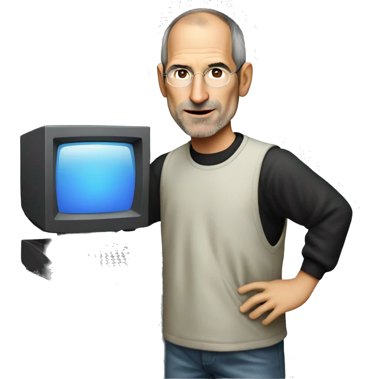  young Steve jobs  with computer emoji