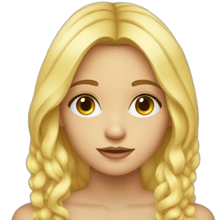 fille au yeux jaune avec cheveux long et blond emoji
