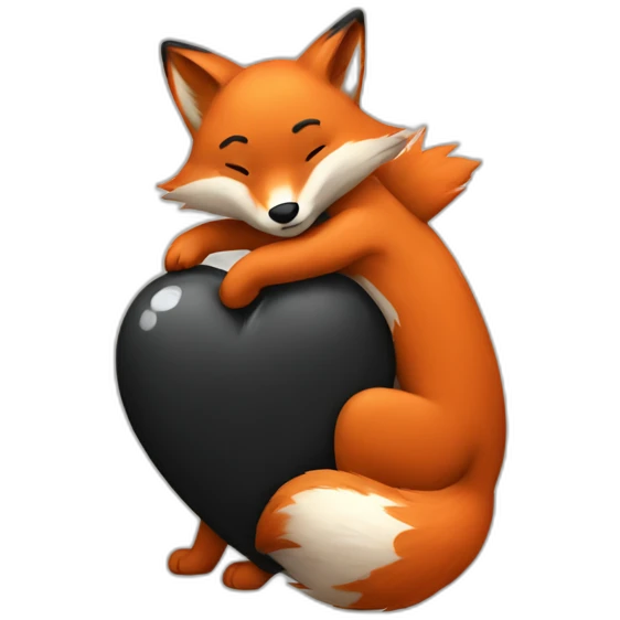a-fox-hugging-a-black-heart emoji