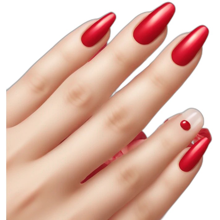 Nails with red gel emoji