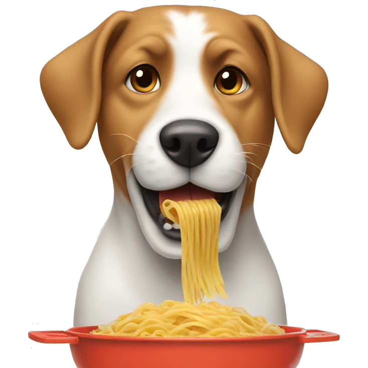 A dog eating pasta emoji