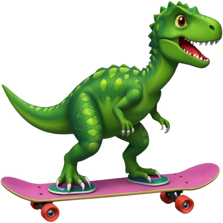 Dinosaur on a skateboard emoji