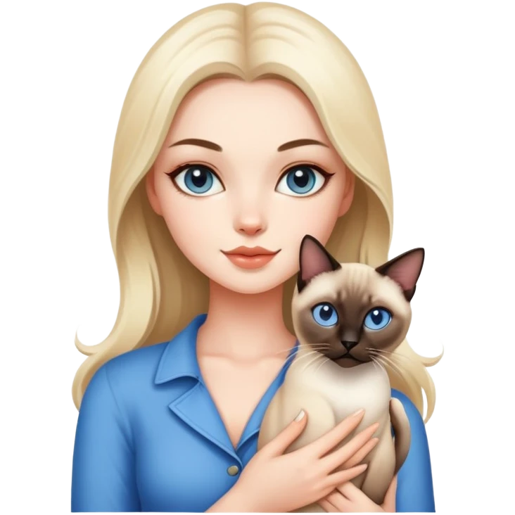 A beautiful and sexy white girl holding a Siamese cat emoji