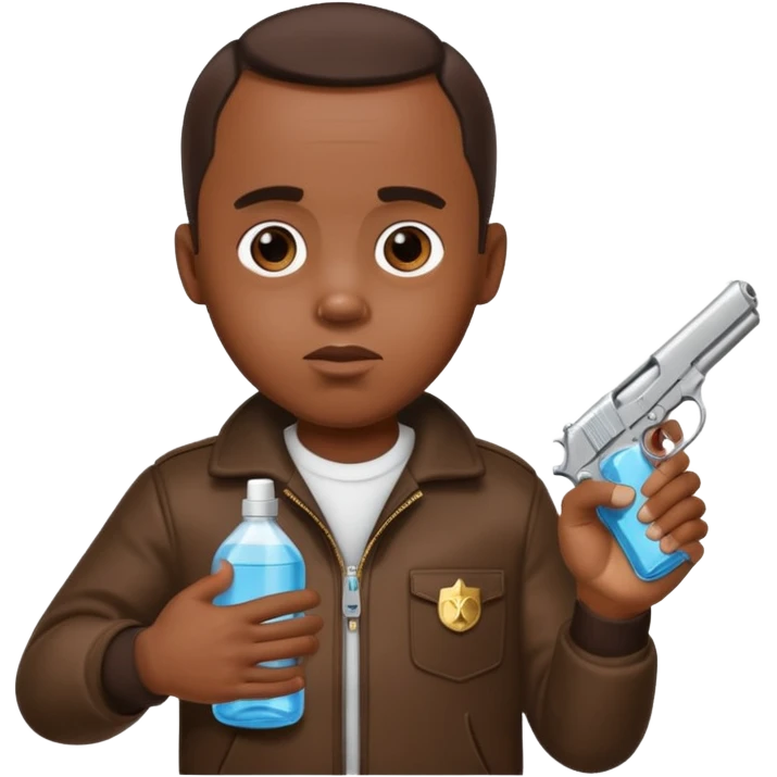 diddy shooting a gun in his right hand and baby oil in his left emoji